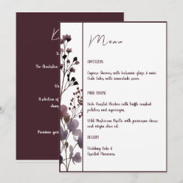 Red Blush Floral Wedding Elegant Romantic Menu