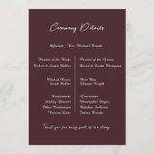 Red Blush Floral Wedding Elegant Romantic Programmakaart (Achterkant)