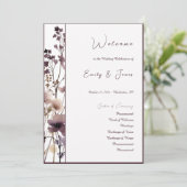 Red Blush Floral Wedding Elegant Romantic Programmakaart (Staand voorkant)