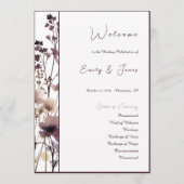 Red Blush Floral Wedding Elegant Romantic Programmakaart (Voorkant)