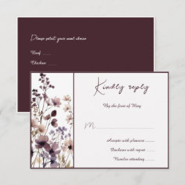 Red Blush Floral Wedding Elegant Romantic RSVP Kaartje