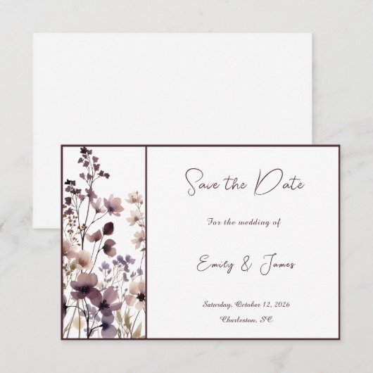 Red Blush Floral Wedding Elegant Romantic Save The Date (Voorkant / Achterkant)