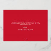 Red Blush Ornament Baby Aankondiging Holiday Kaart (Achterkant)