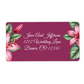 Red Blush Pink Floral Etiket (Voorkant)