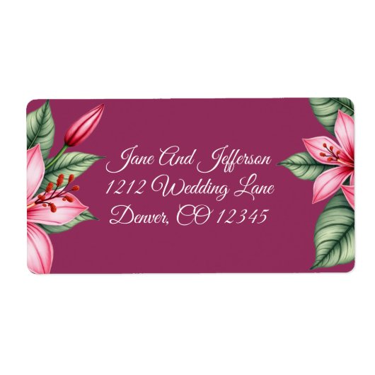 Red Blush Pink Floral Etiket (Voorkant)