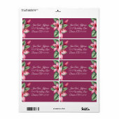 Red Blush Pink Floral Etiket (Full Sheet)