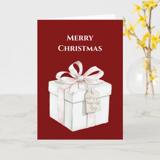 Red Blush Pink Gift Christmas Kaart (Gele Bloem)