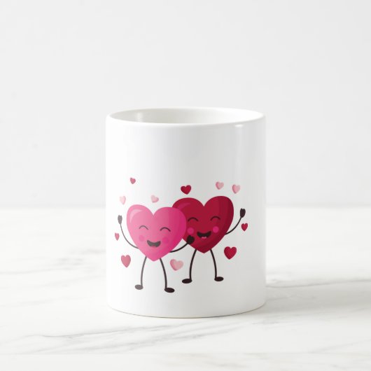 Red & Blush Pink Hearts Romantic Mug Koffiemok (Center)