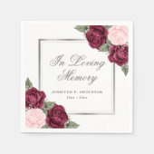 Red Blush Pink Silver Floral Funeral Memorial Servet (Voorkant)