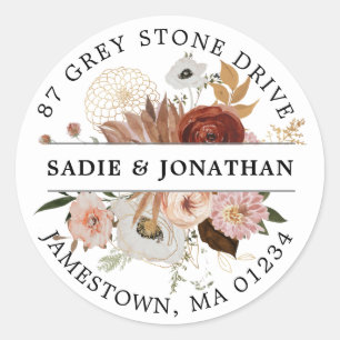 Red Blush Terracotta Floral Return Address Label