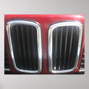 Red BMW 635 CSi Grill (Twin Kidney) Poster