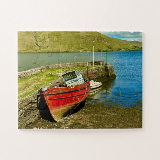 Red Boat in Lowtide Legpuzzel (Horizontaal)