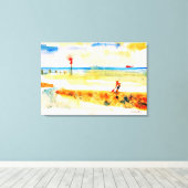 Red Boat in Norfolk heldere waterverf kunst Canvas Afdruk (Insitu (Houten vloer))
