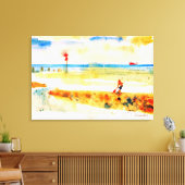 Red Boat in Norfolk heldere waterverf kunst Canvas Afdruk (Insitu (Woonkamer))