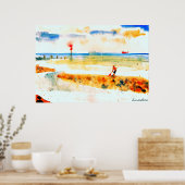 Red Boat in Norfolk waterverf art Poster (Keuken)