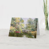 Red Boat "Mountain Lake" Waterverf Bedankkaart (Voorkant)