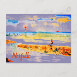 Red Boat op het strand in Mundesley, Norfolk Brief Briefkaart