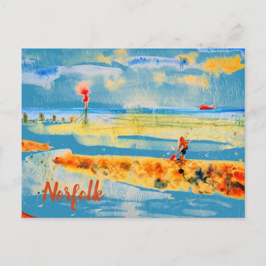 Red Boat op het strand in Mundesley, Norfolk Brief Briefkaart (Voorkant)