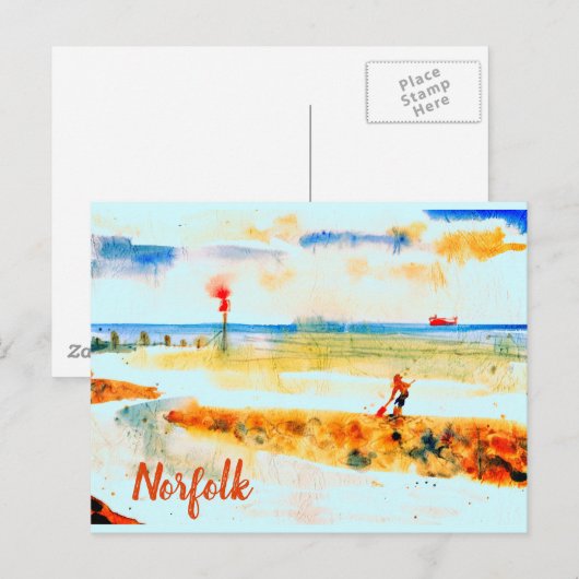 Red Boat op het strand in Mundesley, Norfolk Briefkaart (Voorkant / Achterkant)