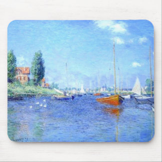 Red Boats Water Beach Monet Mousepad Muismat
