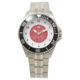 Red Bocce Ball mannen horloge met aangepast monogr