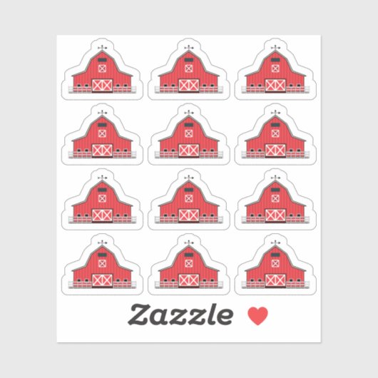 Red Boerderij Barn Homestead Chores Farmyard Plann Sticker (Vel)