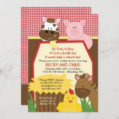 Red Boerderij Barnyard Baby shower Kaart (Voorkant / Achterkant)