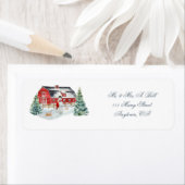 Red Boerderij Barnyard en Snowman Label (Insitu)