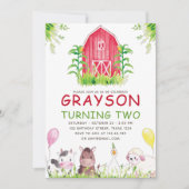 Red Boerderij House Animals Waterverf Verjaardag Kaart (Voorkant)