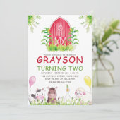 Red Boerderij House Animals Waterverf Verjaardag Kaart (Staand voorkant)