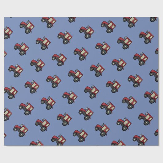 Red Boerderij Tractor Cadeaupapier (Vlak)