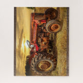 Red Boerderij Tractor Legpuzzel (Verticaal)