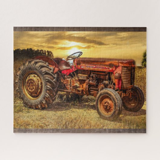 Red Boerderij Tractor Legpuzzel (Horizontaal)