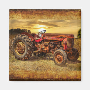 Red Boerderij Tractor Magneet
