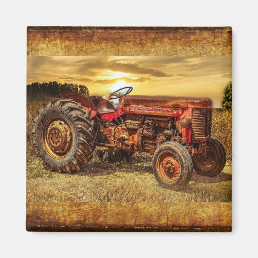 Red Boerderij Tractor Magneet (Voorkant)