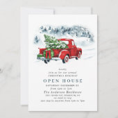 Red Boerderij Truck CHRISTMAS HOLIDAY OPEN HUUSE Kaart (Voorkant)