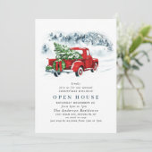 Red Boerderij Truck CHRISTMAS HOLIDAY OPEN HUUSE Kaart (Staand voorkant)