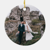  Red Boerderij Truck | Eerste Kerstmis, de heer &  Keramisch Ornament (Achterkant)