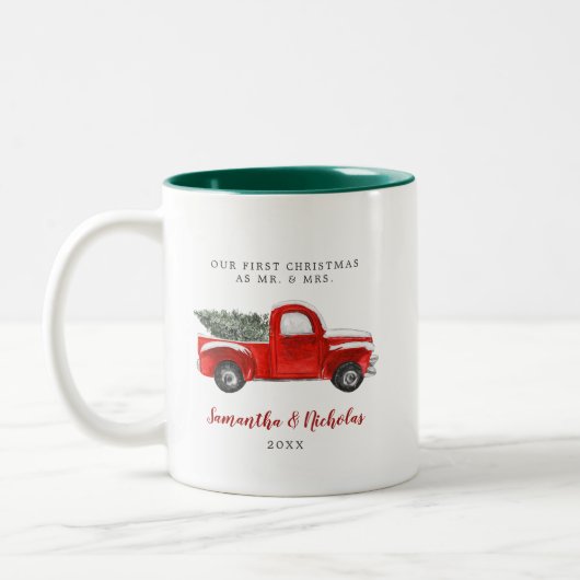  Red Boerderij Truck | Eerste Kerstmis, de heer &  Tweekleurige Koffiemok (Links)