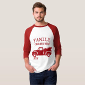 Red Boerderij Truck - Eigen naam kerstfeest T-shirt (Voorkant volledig)