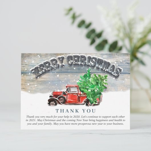  Red Boerderij Truck Holiday Corporate Kerstmis Bedankkaart (Staand voorkant)