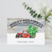  Red Boerderij Truck Holiday Corporate Kerstmis Bedankkaart (Staand voorkant)