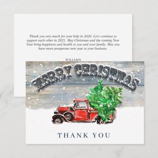  Red Boerderij Truck Holiday Corporate Kerstmis Bedankkaart (Voorkant / Achterkant)