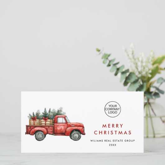 Red Boerderij Truck kerst Corporate Greep Feestdagenkaart (Staand voorkant)