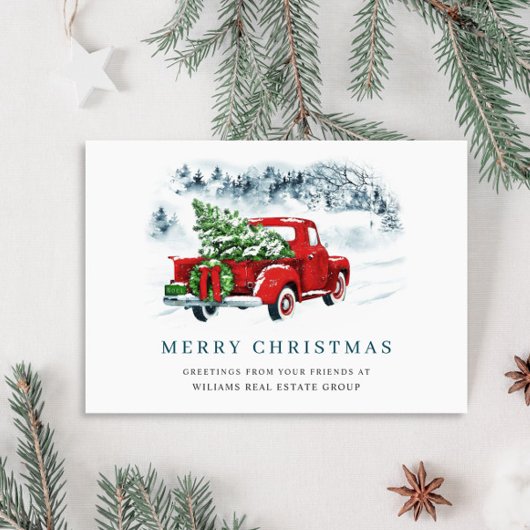 Red Boerderij Truck kerst Corporate Greep Feestdagenkaart