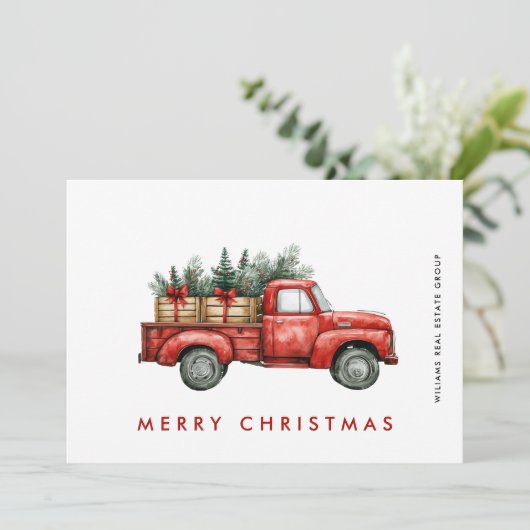 Red Boerderij Truck kerst Corporate Greep Feestdagenkaart (Staand voorkant)
