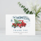 Red Boerderij Truck kerst Corporate Holiday Bedankkaart (Staand voorkant)