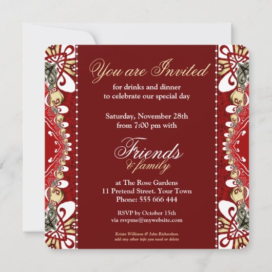 Red Bohemian Special Celebration Party Uitnodiging (Achterkant)