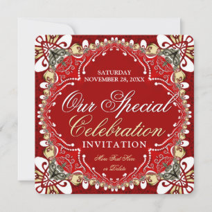 Red Bohemian Special Celebration Party Uitnodiging