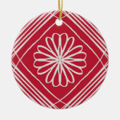 Red Boho Abstract Patroon met kerstboom Keramisch Ornament (Voorkant)